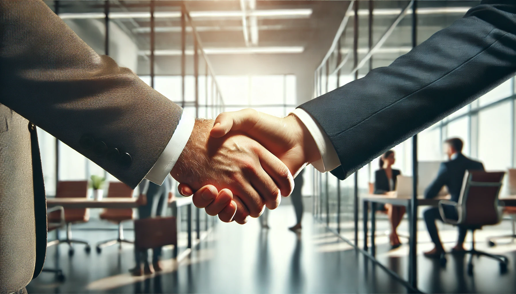Closeup handshake of two business people
